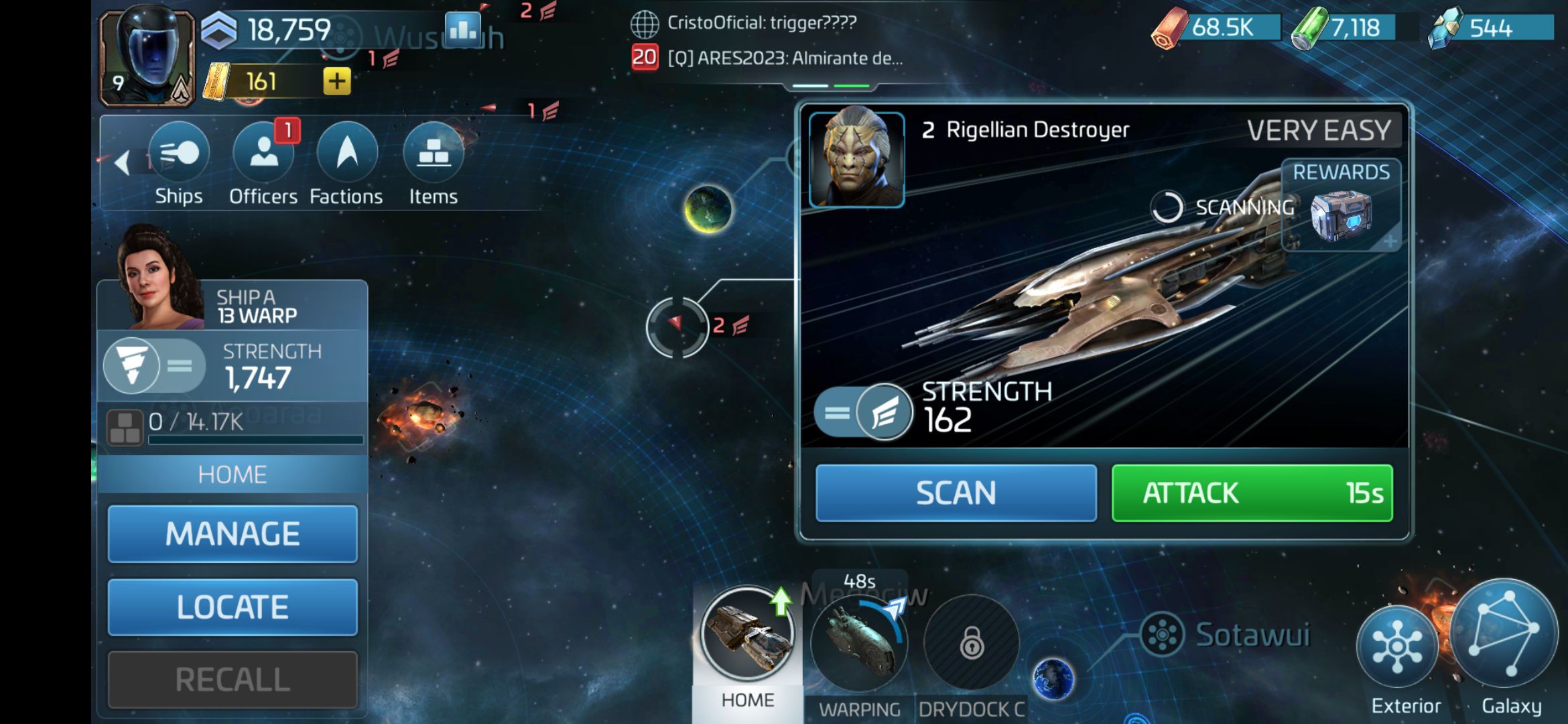 Capture d'écran du gameplay de Star Trek Fleet Command