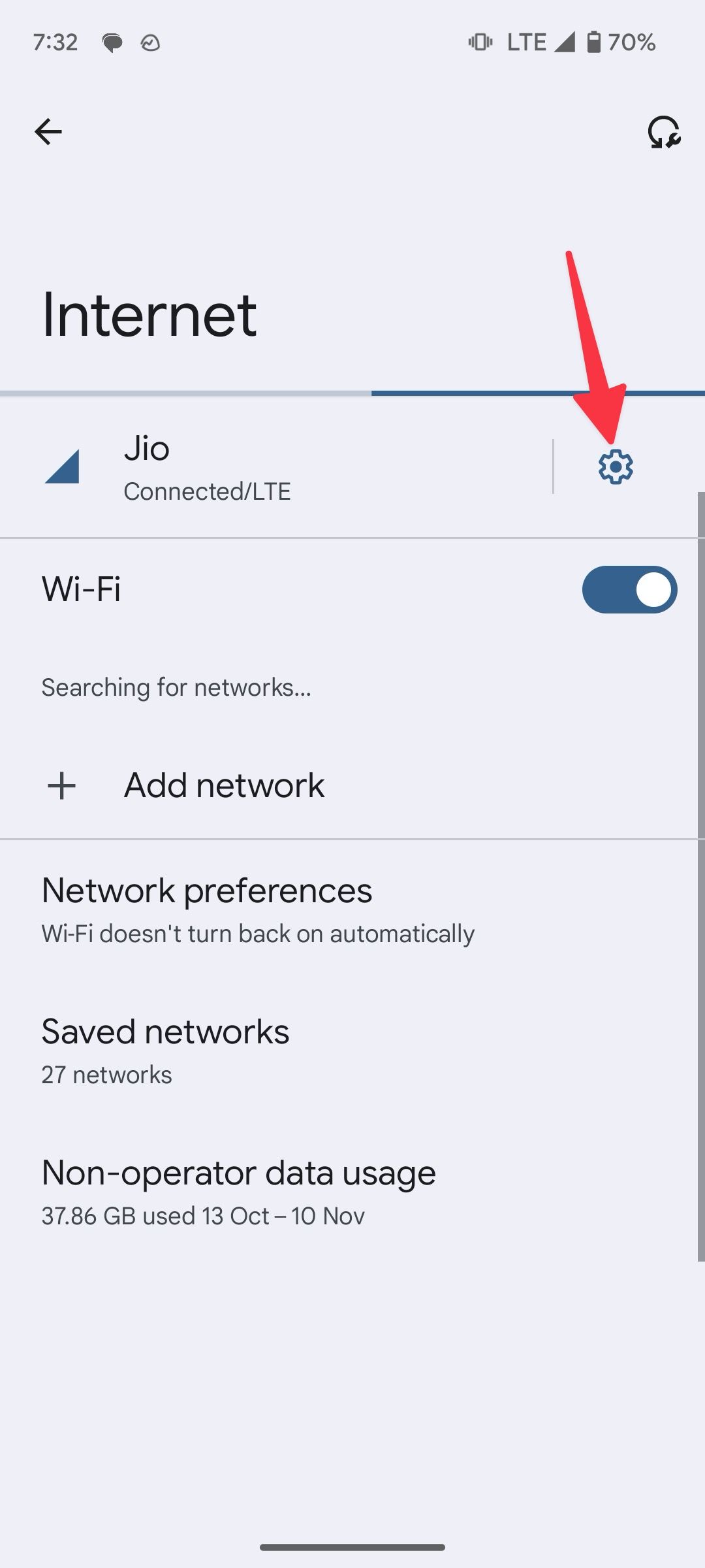 Ouvrir les paramètres Internet