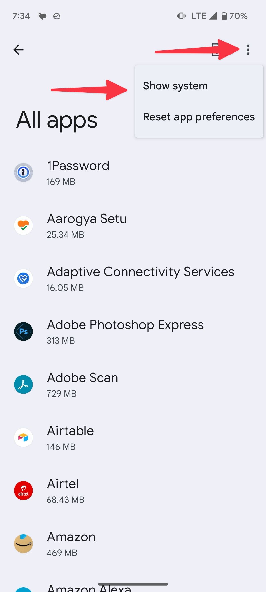 Afficher les applications système sur Android