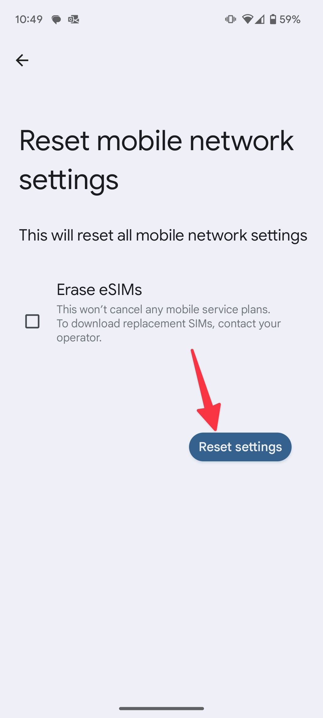 Réinitialiser les paramètres sur Android