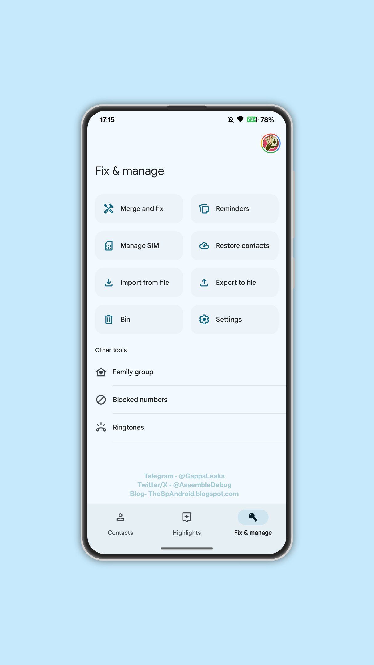 Google Contacts Corrige et gère les sonneries