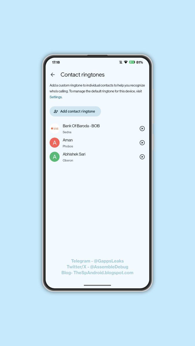 Sonneries Google Contacts