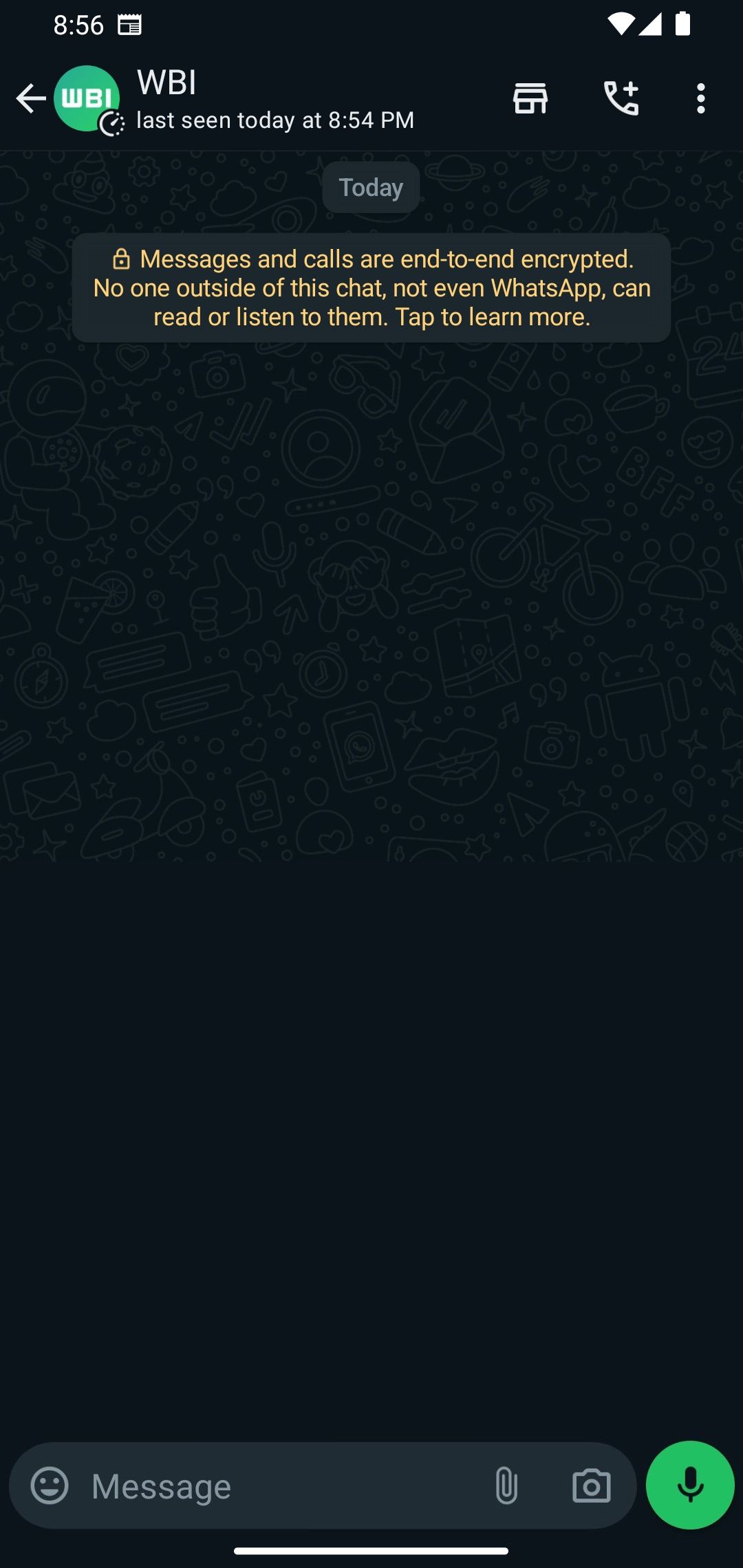 Bug du bloc bleu bêta de WhatsApp