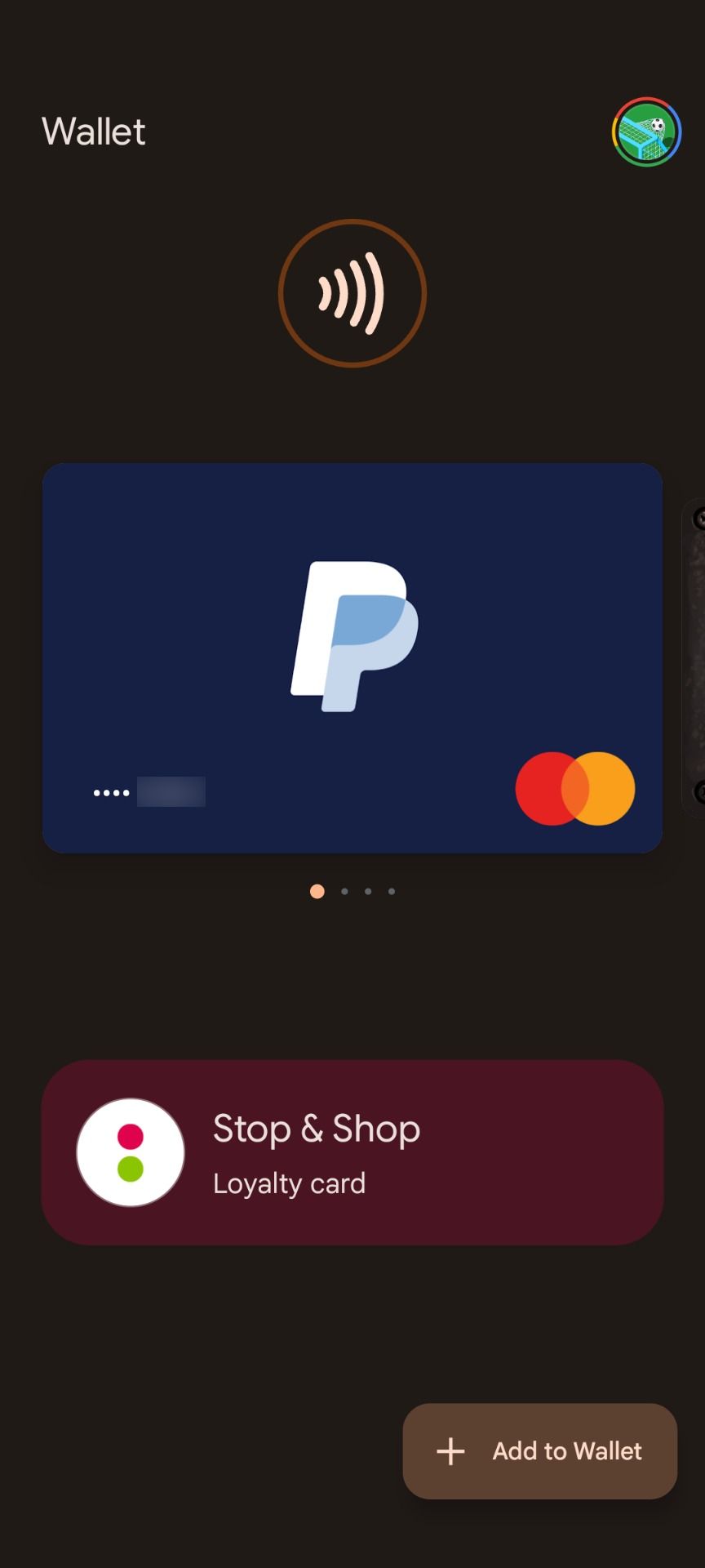 L'écran d'accueil de l'application Google Wallet
