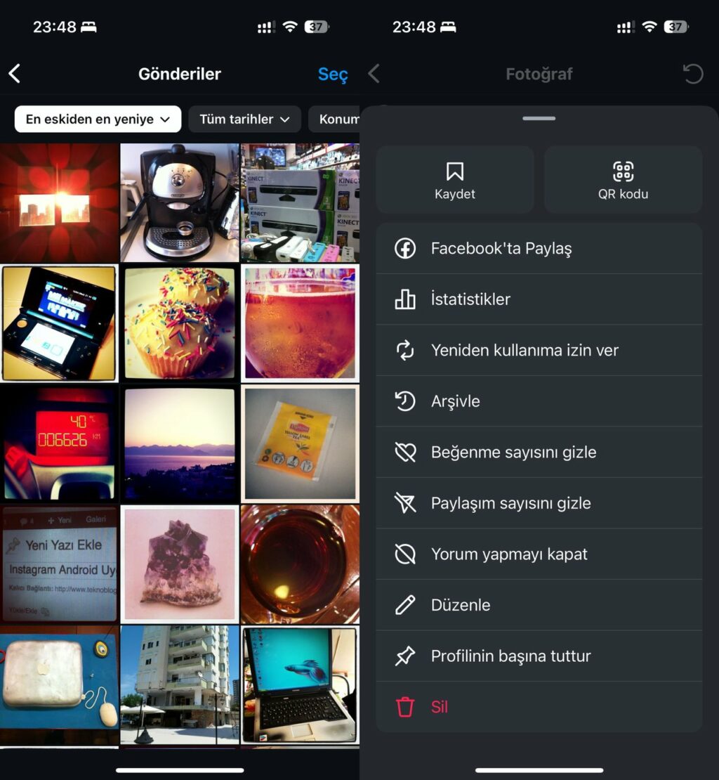 anciens messages Instagram