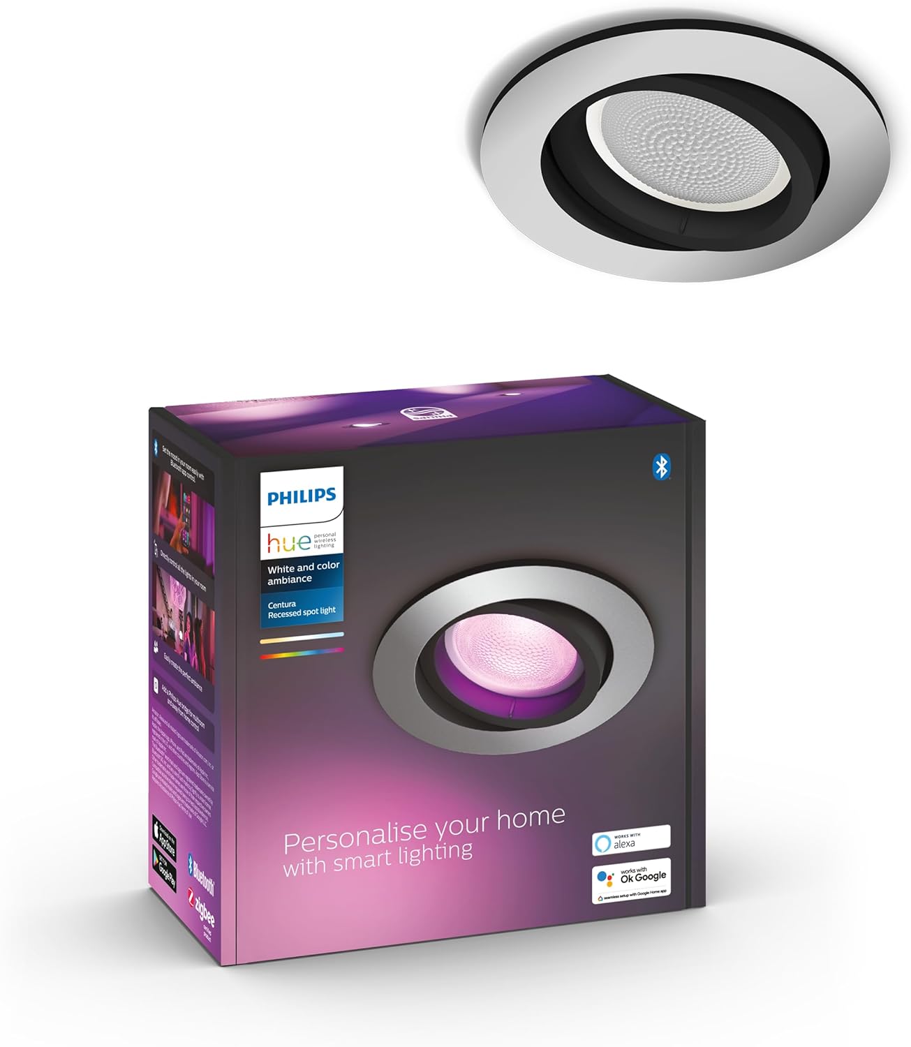 Spot encastrable intelligent Philips Hue Centura 1x4,2W (aluminium)