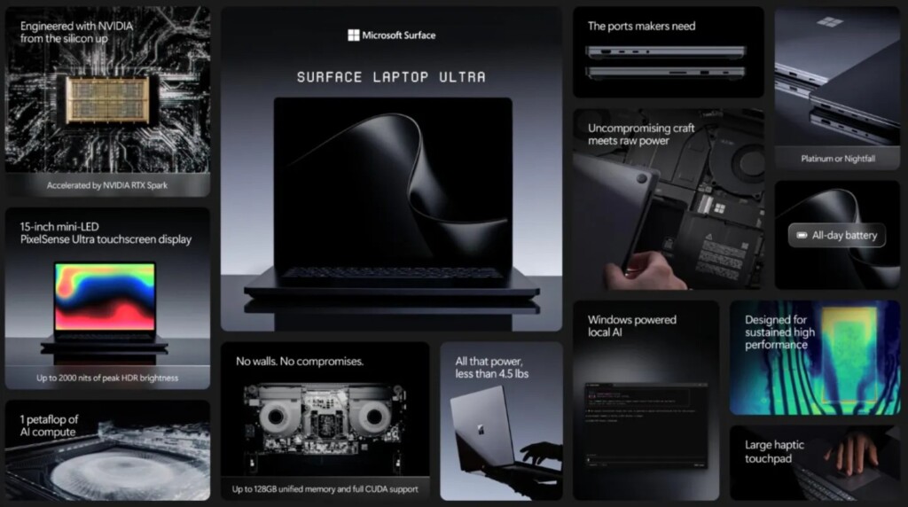 Présentation du Surface Laptop Ultra avec processeur NVIDIA RTX Spark