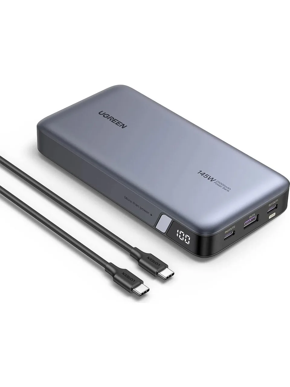 Ugreen 145W 25000MAH Pd Qc 3.0 USB Type-C Chargeur rapide portable Powerbank avec indicateur LED