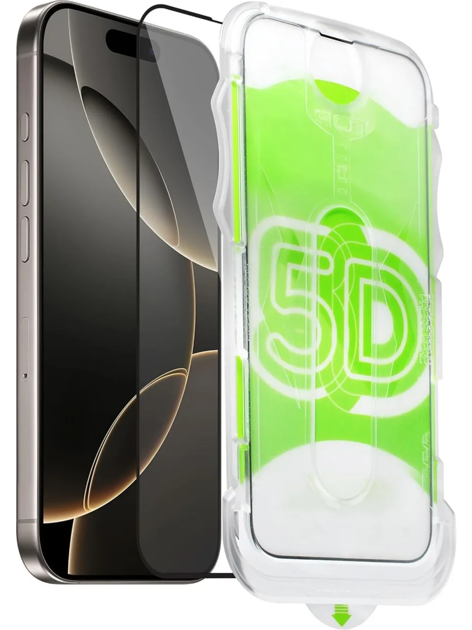 Protecteur d'écran en verre entièrement couvrant, compatible avec iPhone 17, cadre noir, avec outil d'application facile