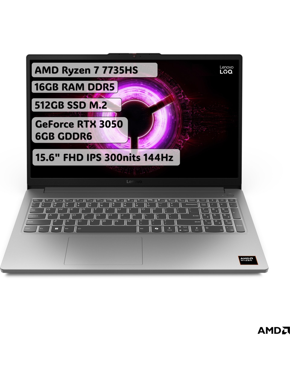 Lenovo LOQ Essential AMD Ryzen 7 7735HS 16 Go 512 Go SSD RTX3050 Gratuit 15.6