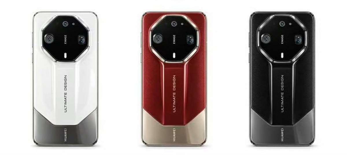 Images en couleur blanche, rouge et noire du téléphone Huawei Mate 90 RS