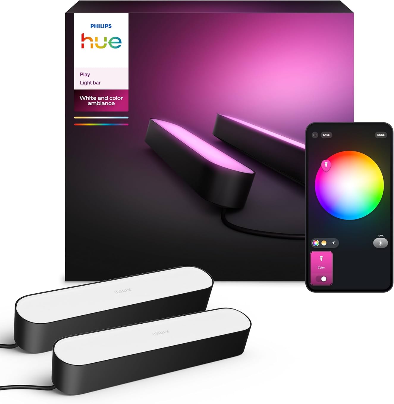 Philips Hue Play noir, pack de deux