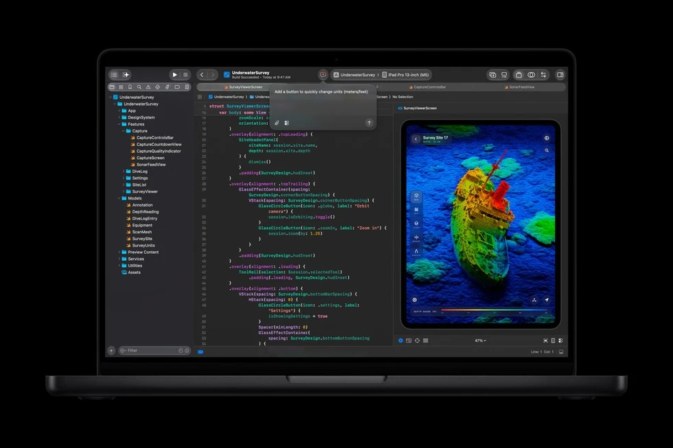 Interface de développement Xcode sur écran MacBook Pro M6