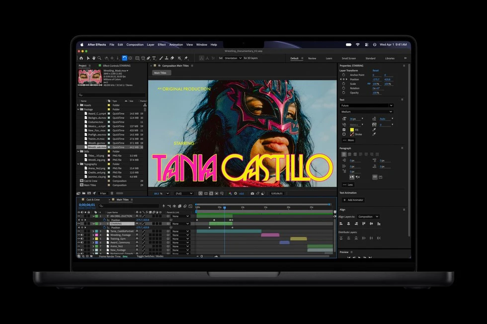 Projet Adobe After Effects sur écran MacBook Pro M6